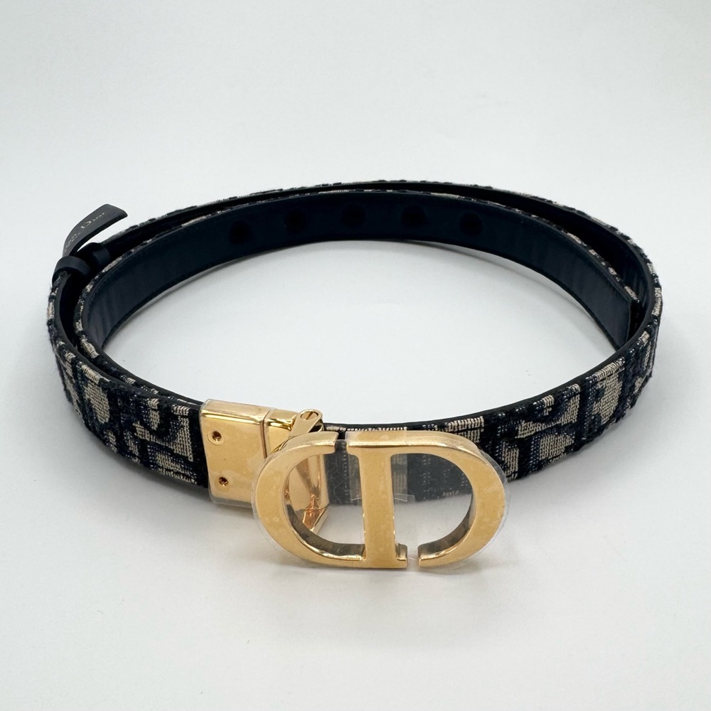 NEW Christian Dior 30 Montaigne Reversible CD Logo Buckle Oblique Jacquard Belt